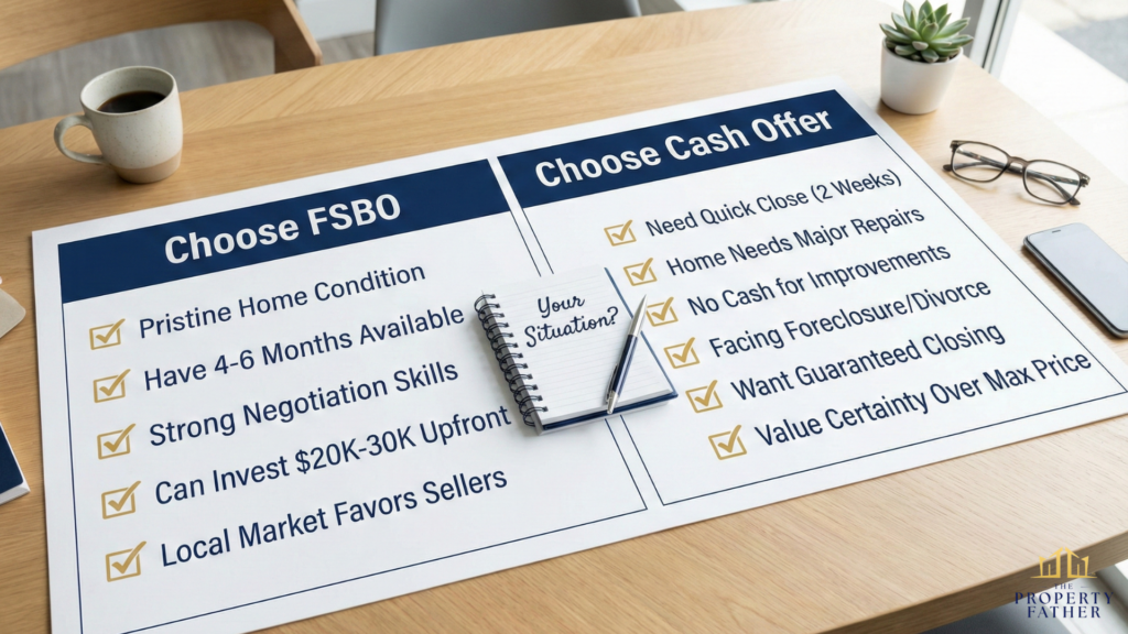 Failed FSBO listing showing multiple price reductions from $500K to $450K with expired notice and lowball offers